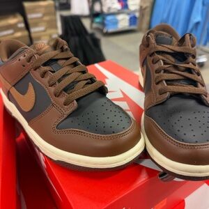 Nike Dunk Low GS Black Brown Leather Sneakers 4.5Y Unisex Kids FB9109-006